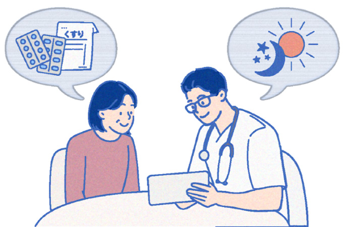 専門医から薬物療法の説明を受ける患者